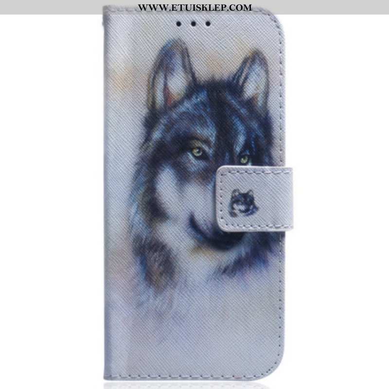 Etui Folio do iPhone 15 Akwarela Wilk